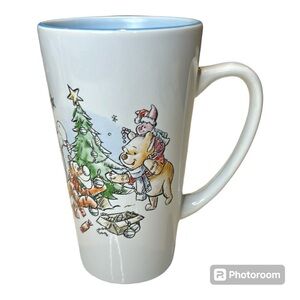 Disney Winnie Pooh Friends Tall Coffee Cup Mug Christmas Warmest Wishes on Back